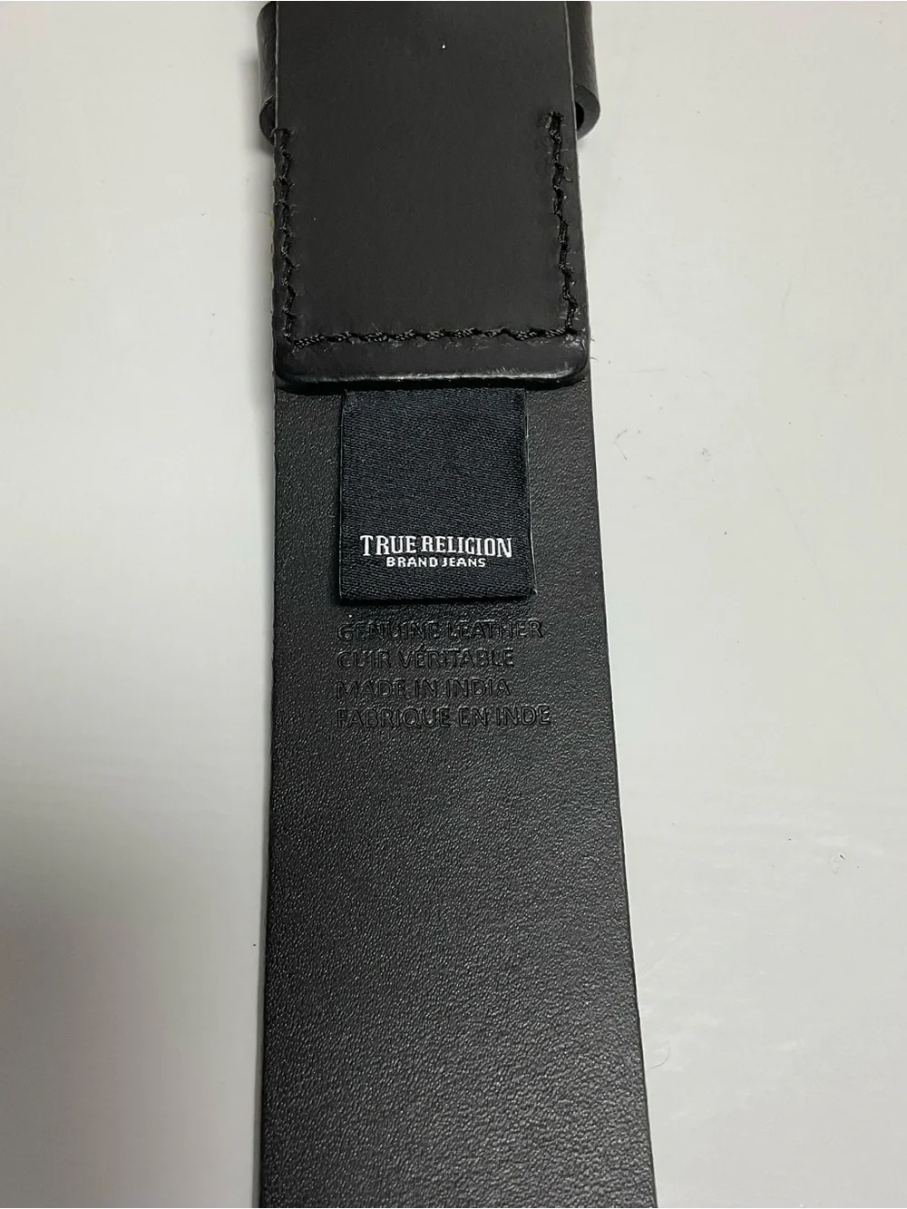 True Religion Belt Black With Buckle Horse Shoe Size 36 Mens Leather